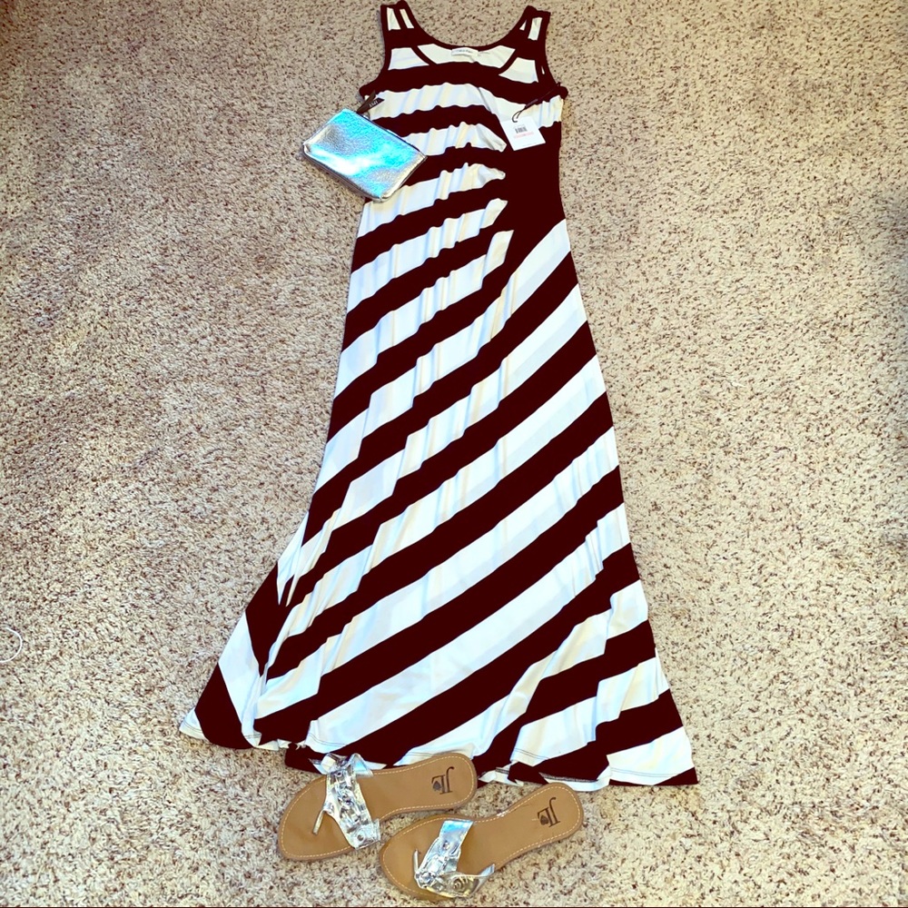 COPY - Calvin Klein striped black and white maxi dress